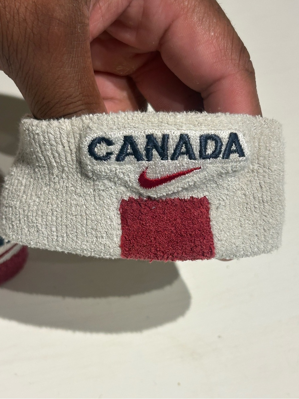 2 Nike CANADA Embroidered Terry Wristbands - White & Red